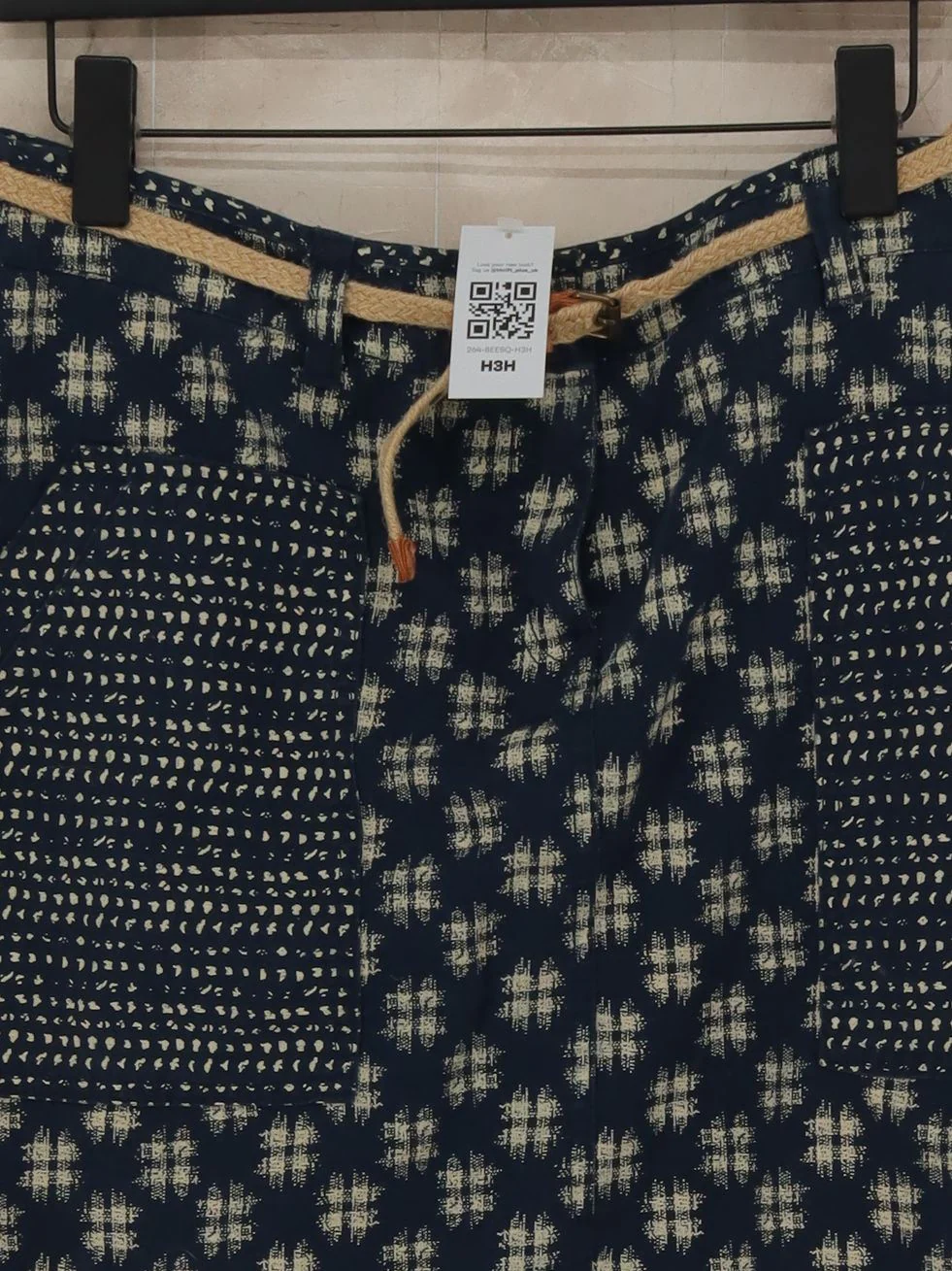 White Stuff Women's Mini Skirt UK 14 Blue Linen with Cotton, Polyester Mini - Image 3