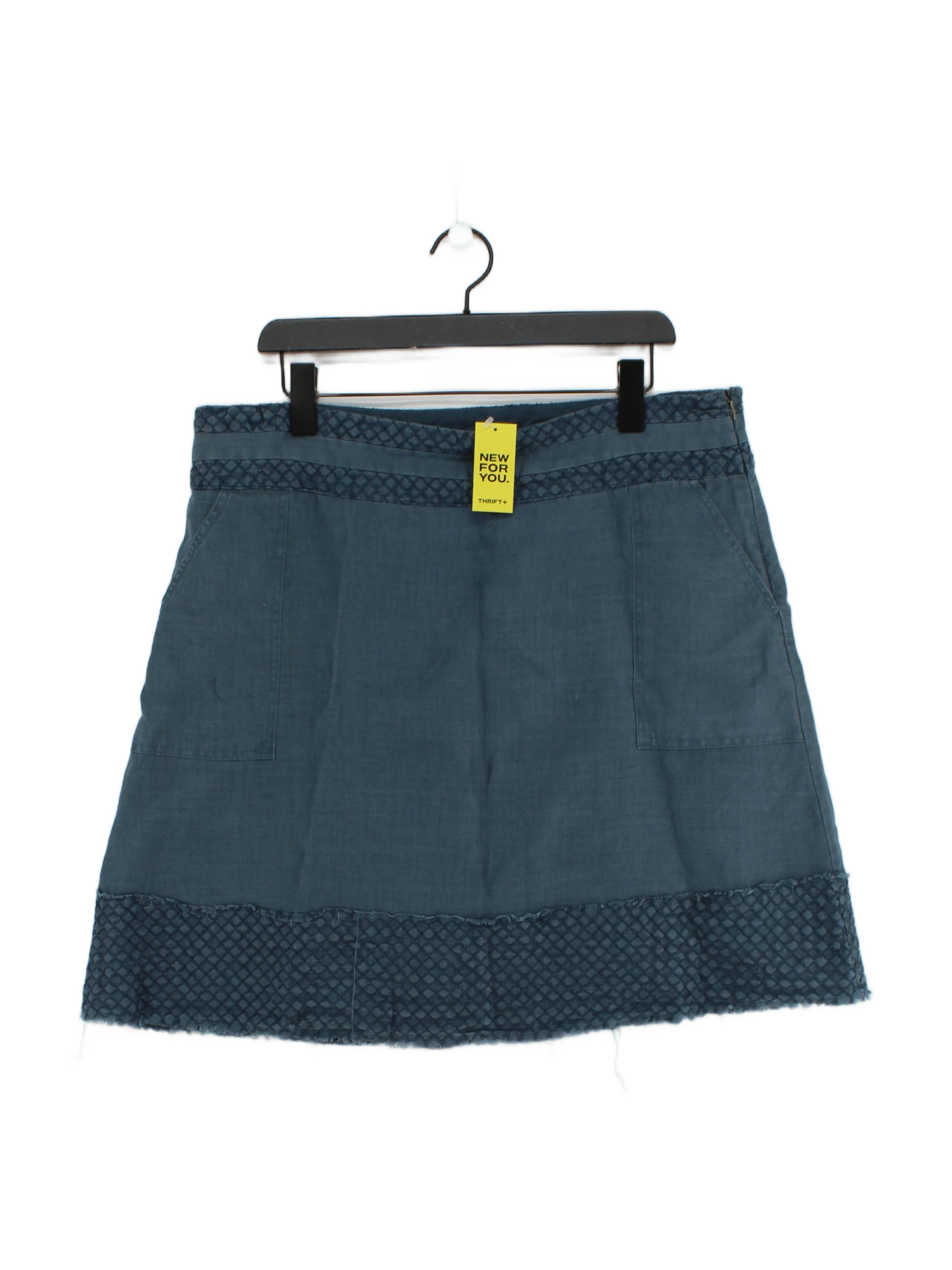 White Stuff Women's Mini Skirt UK 16 Blue 100% Cotton Short Mini
