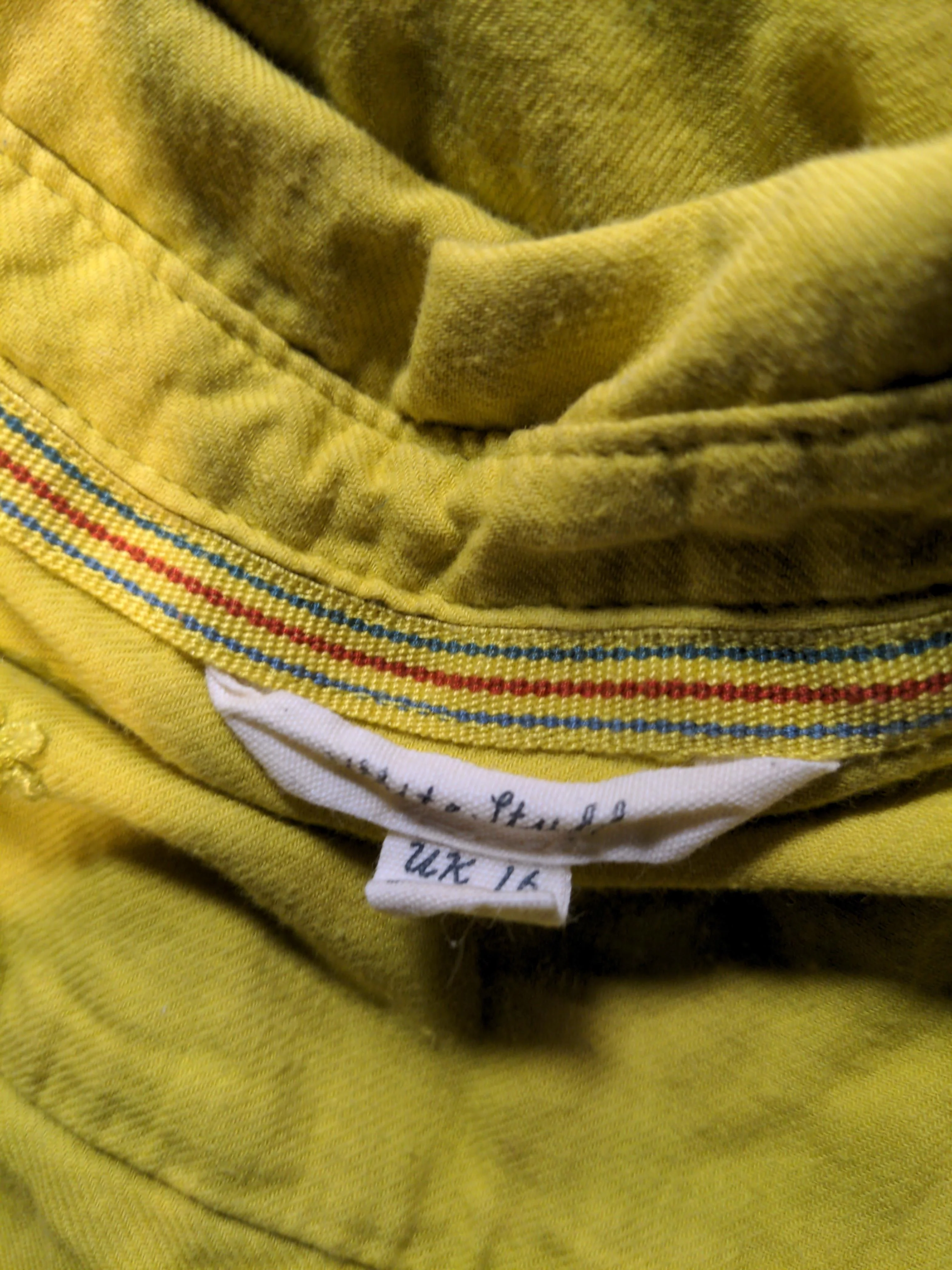 White Stuff Women's Shirt UK 12 Yellow 100% Cotton Long Sleeve Collared Basic - Image 5