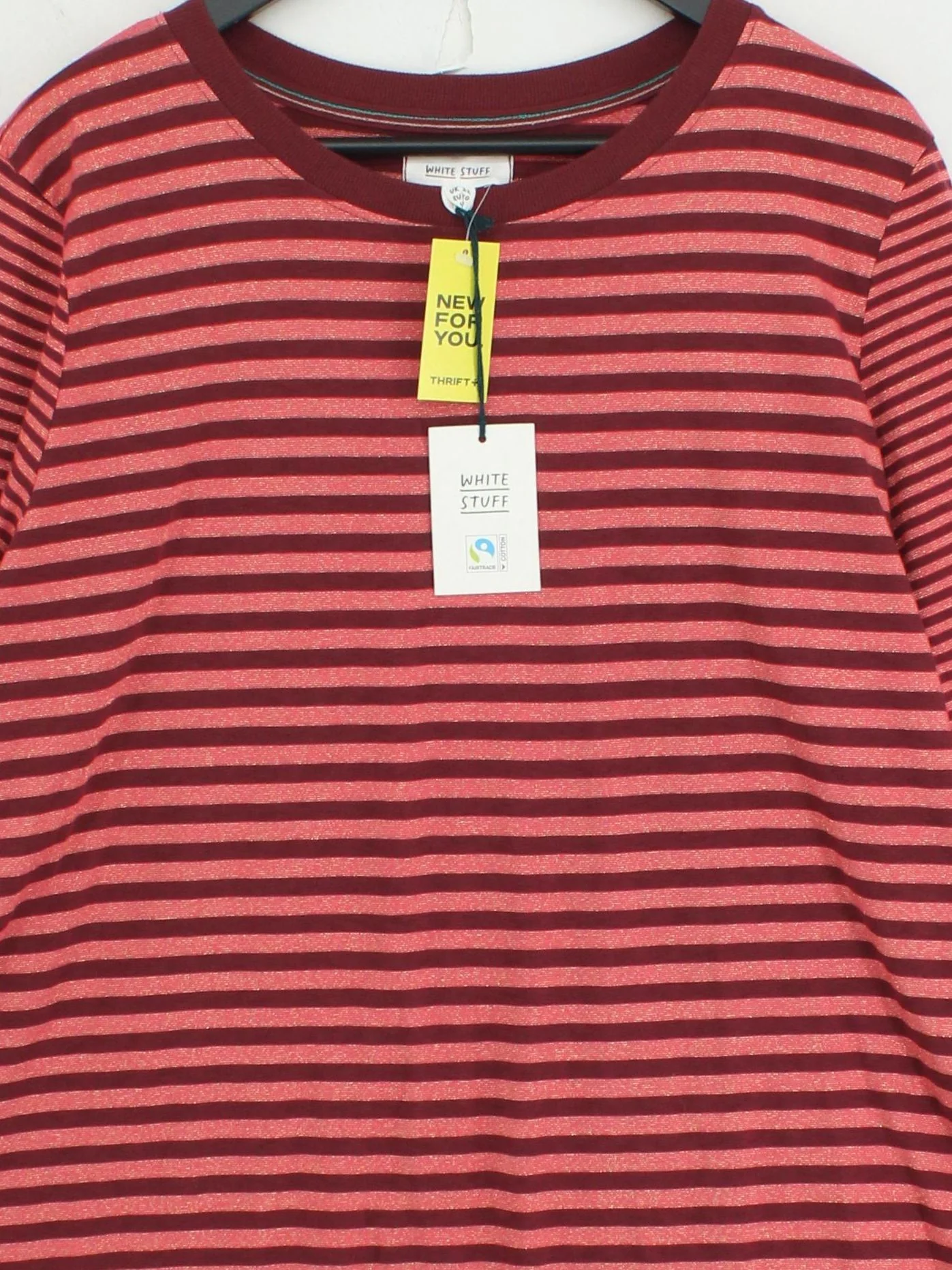 White Stuff Women's T-Shirt UK 22 Red Cotton with Polyester, Other Basic - Image 3