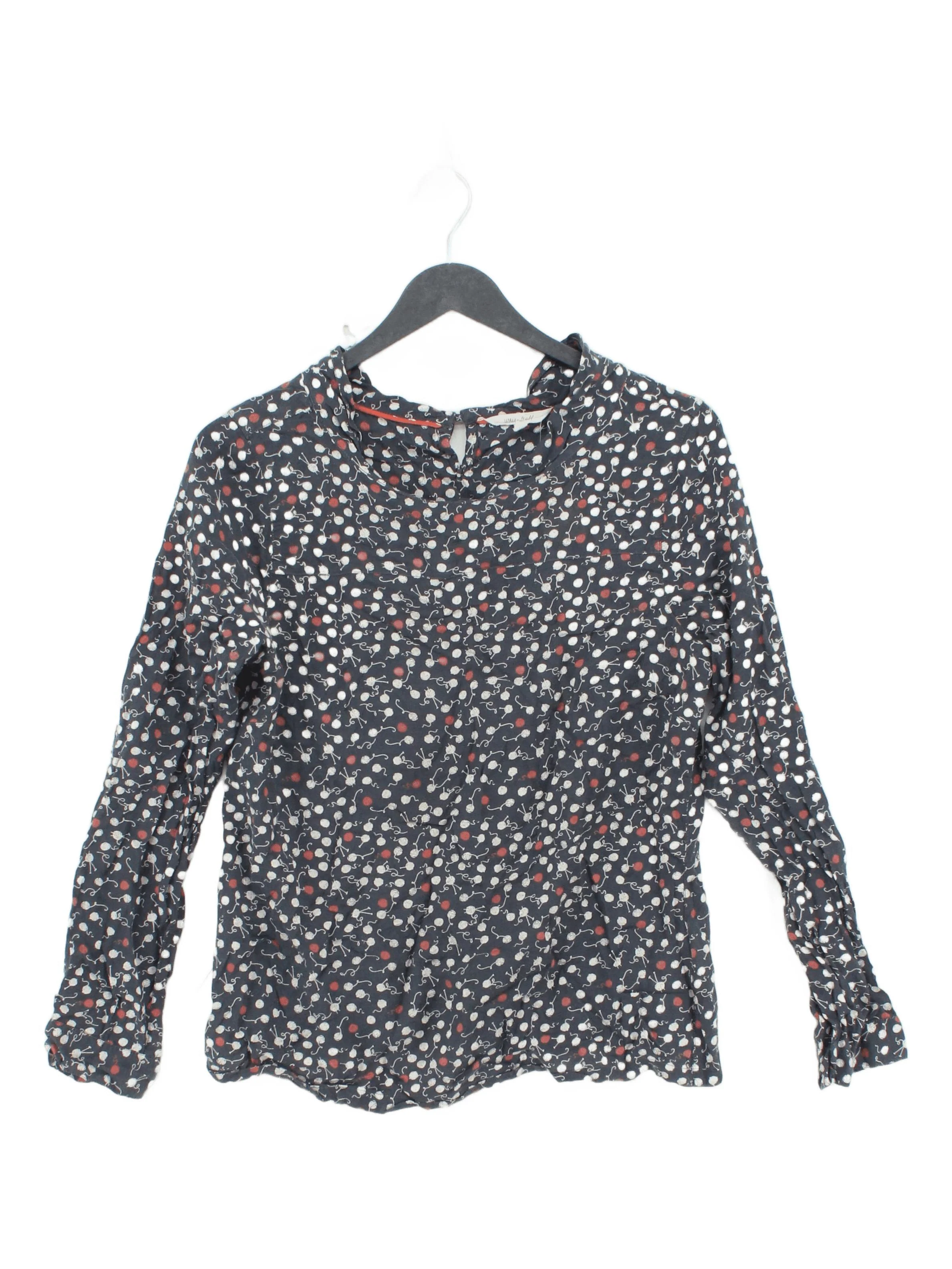 White Stuff Women's Top UK 10 Blue Cotton with Viscose Basic