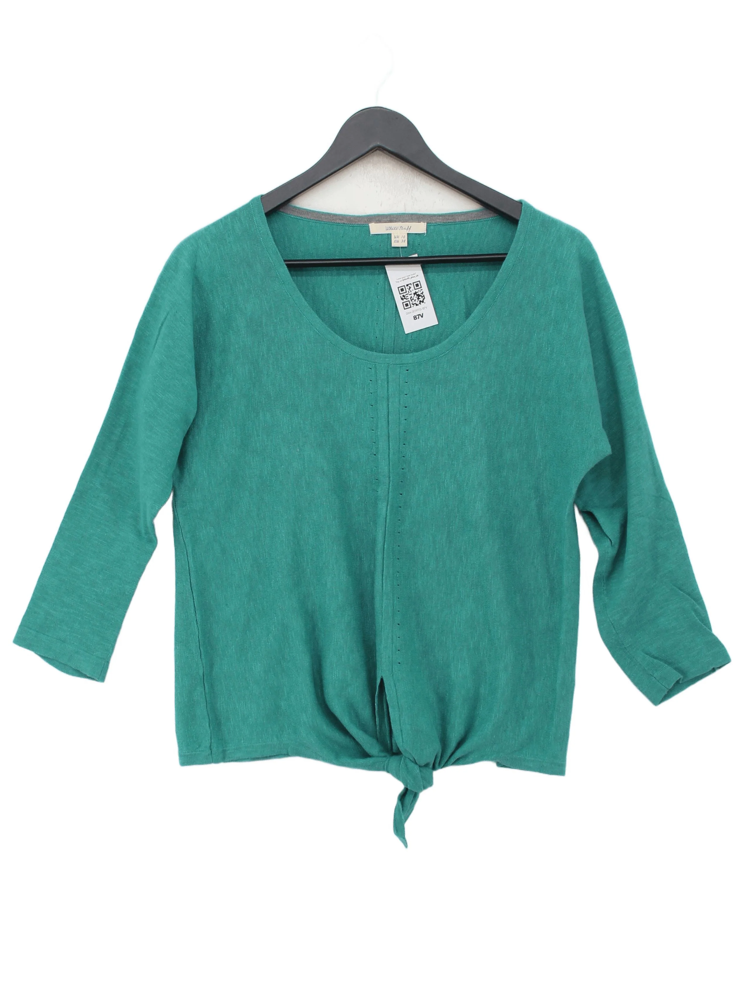 White Stuff Women's Top UK 10 Green Cotton with Linen Basic