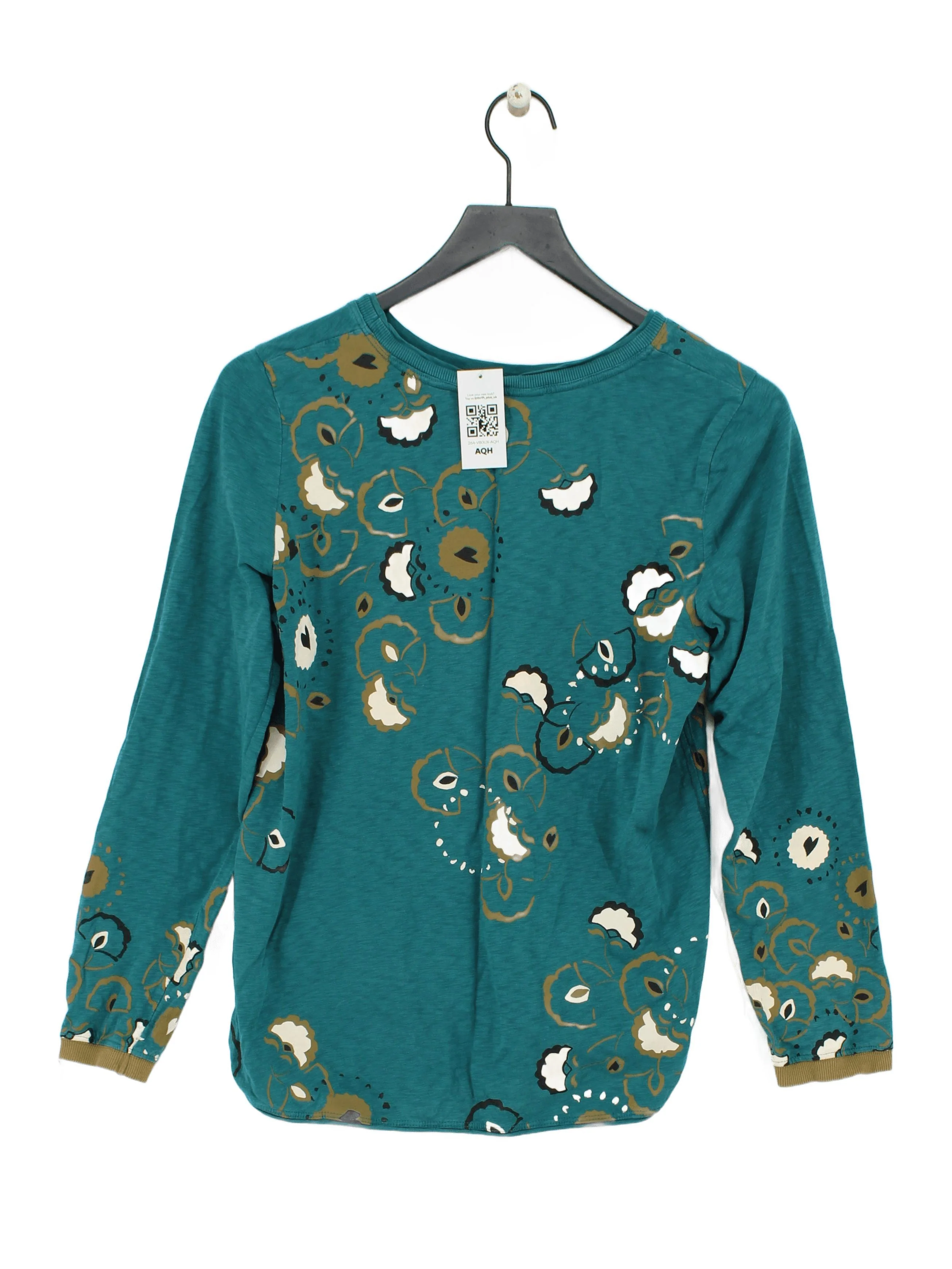 White Stuff Women's Top UK 12 Green 100% Cotton Jersey