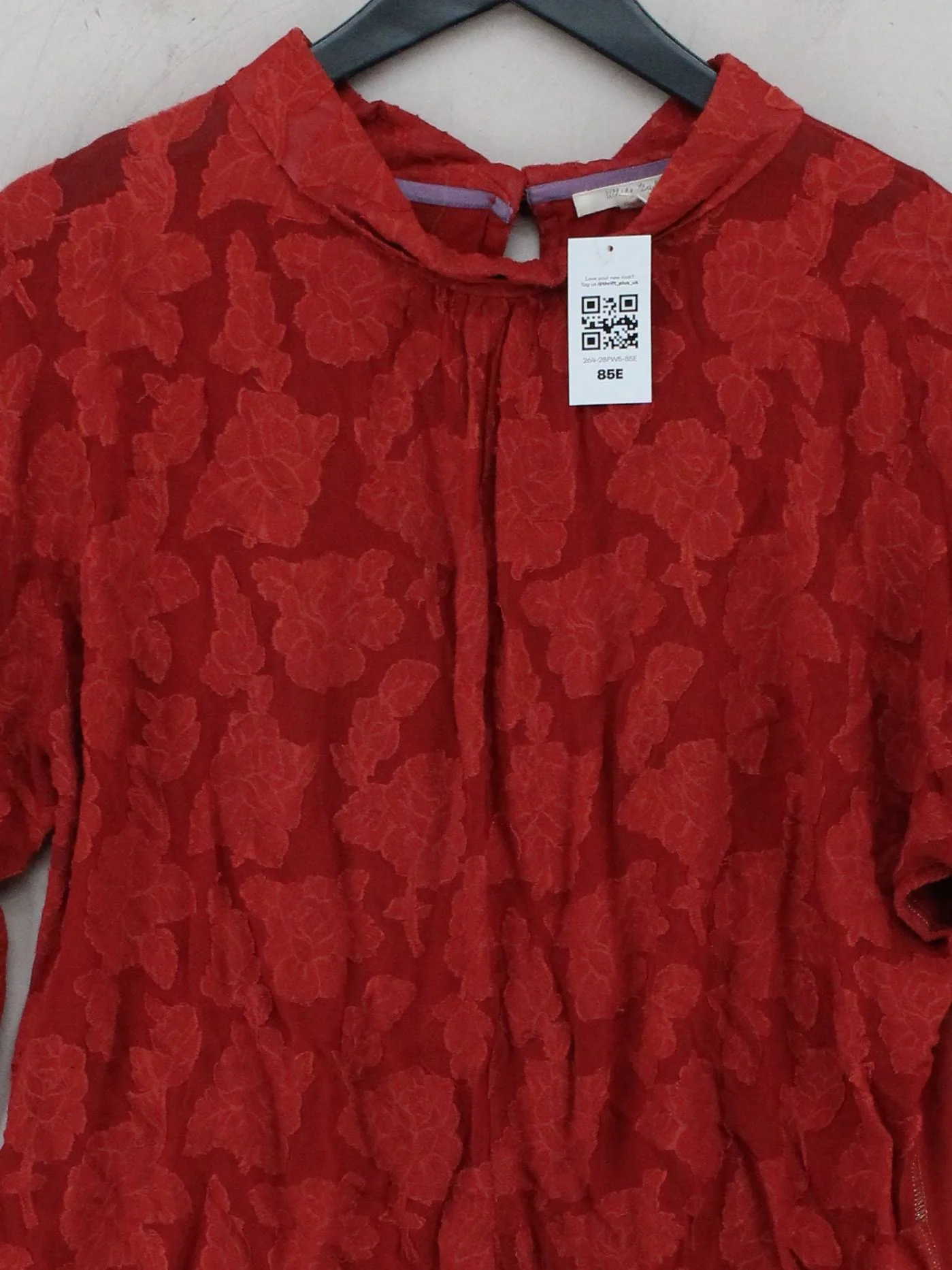 White Stuff Women's Top UK 12 Red Cotton with Lyocell Modal Basic - Image 3