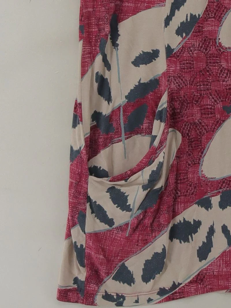 White Stuff Women's Top UK 12 Red Cotton with Viscose Short Sleeve V-Neck Basic - Image 4