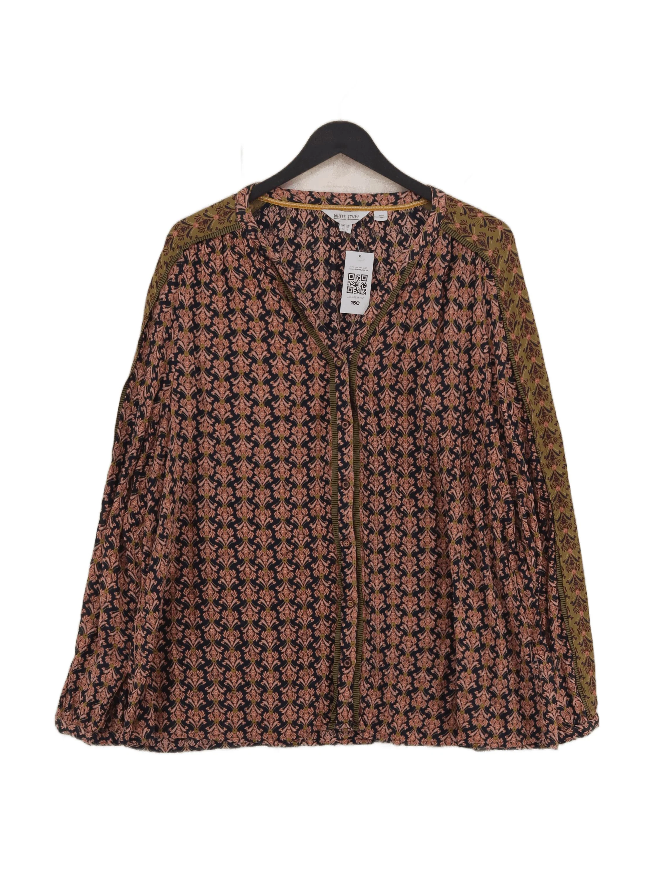 White Stuff Women's Top UK 14 Multi Viscose with Cotton Basic