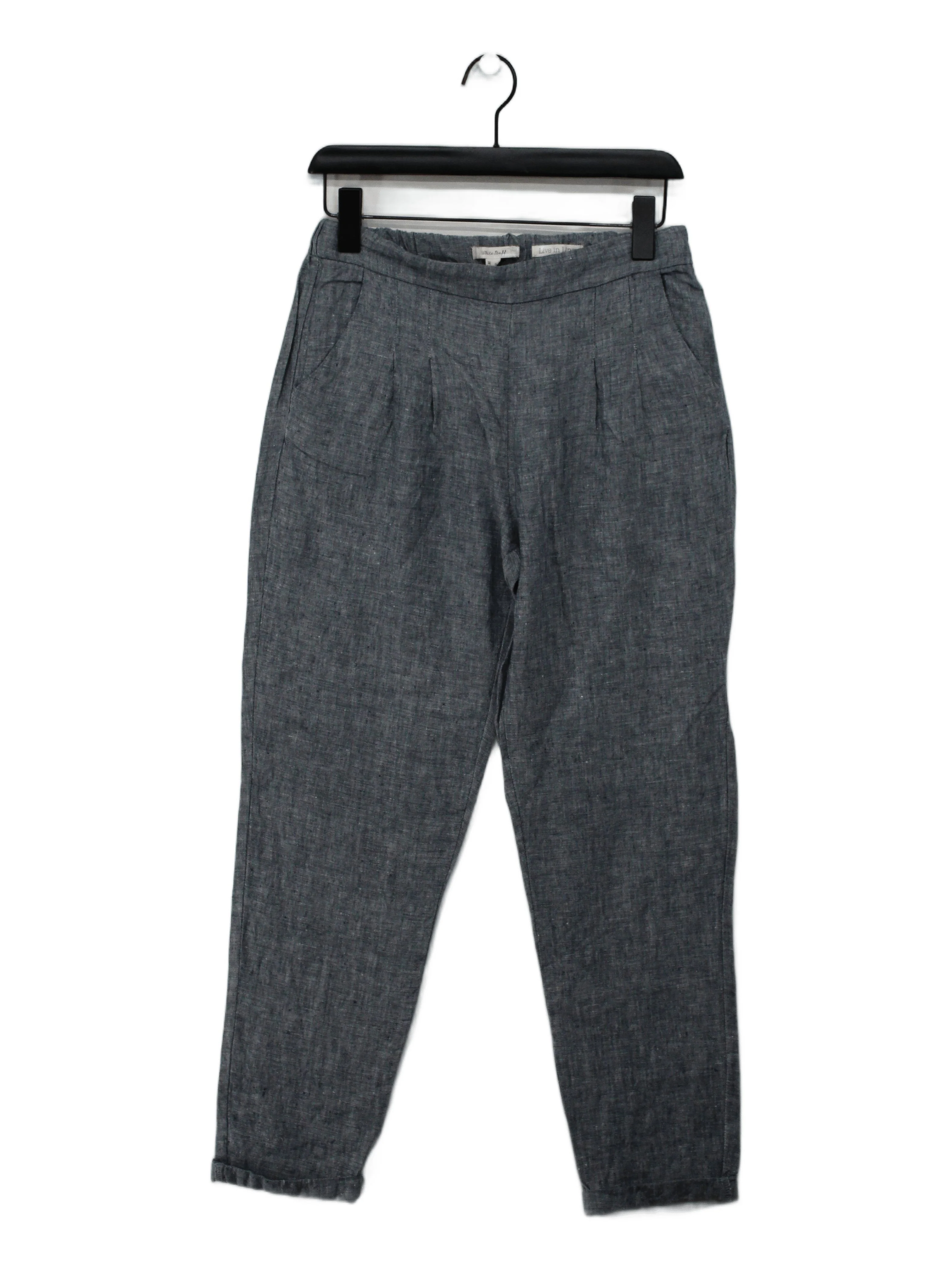 White Stuff Women's Trousers UK 10 Blue 100% Linen Straight Capri