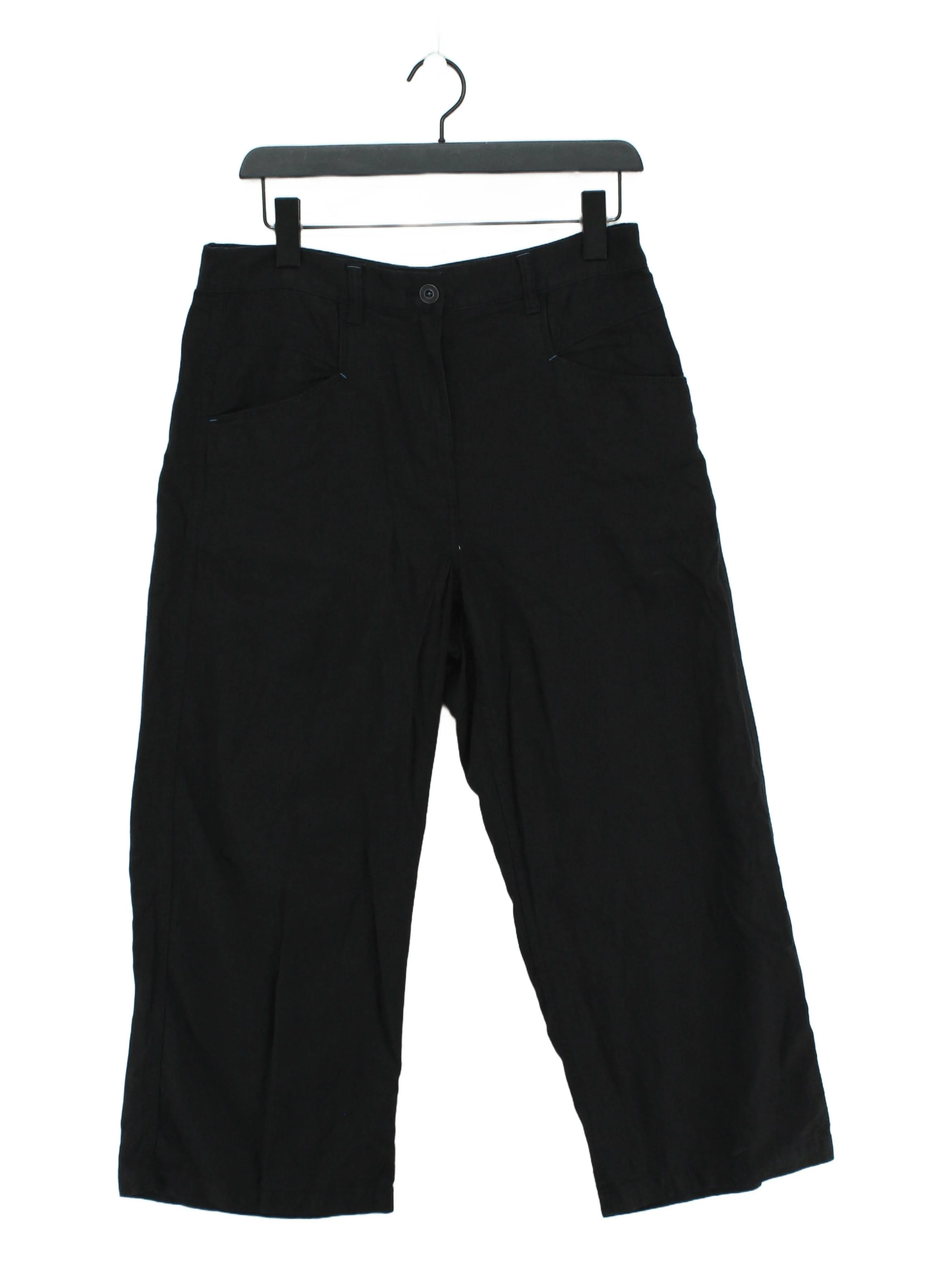 White Stuff Women's Trousers UK 12 Black Linen with Viscose Straight Chino
