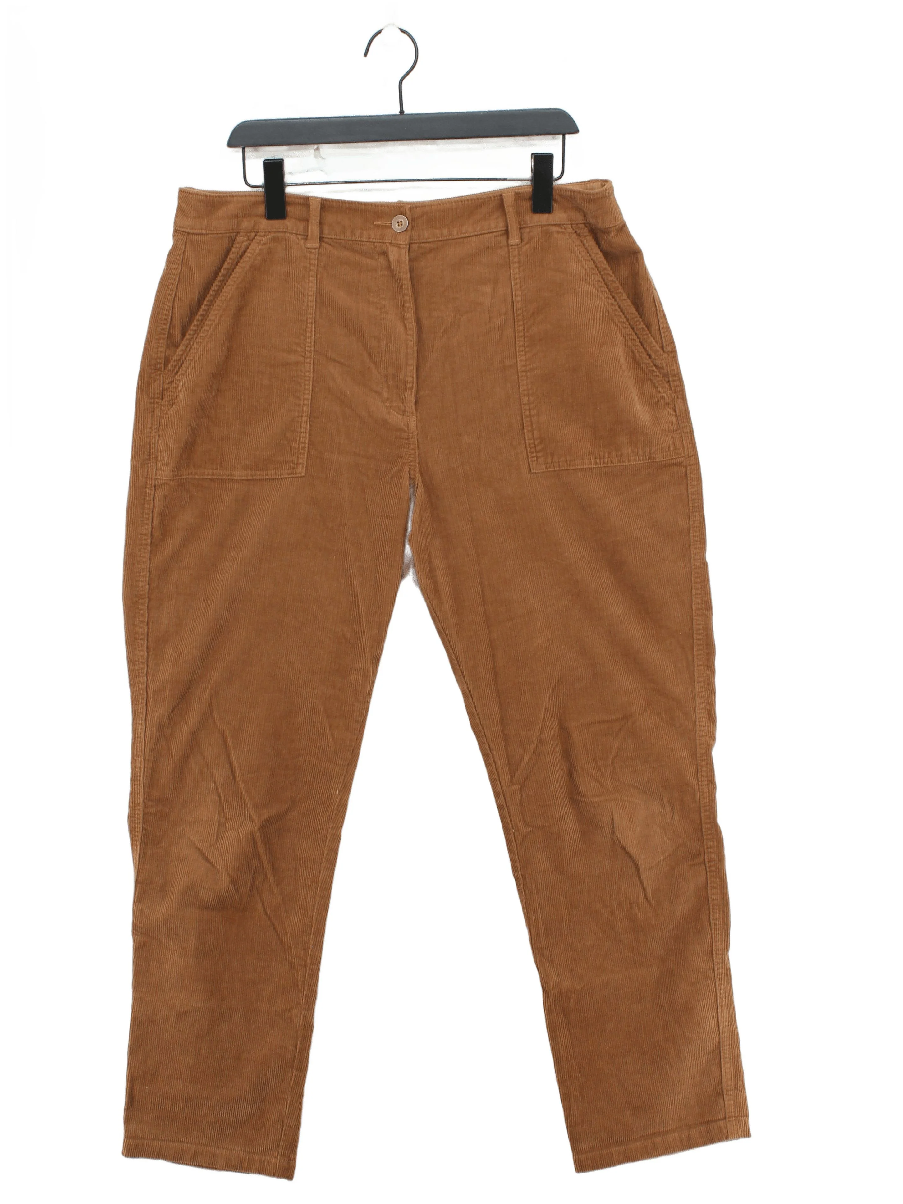 White Stuff Women's Trousers UK 16 Brown Cotton with Elastane Straight Chino