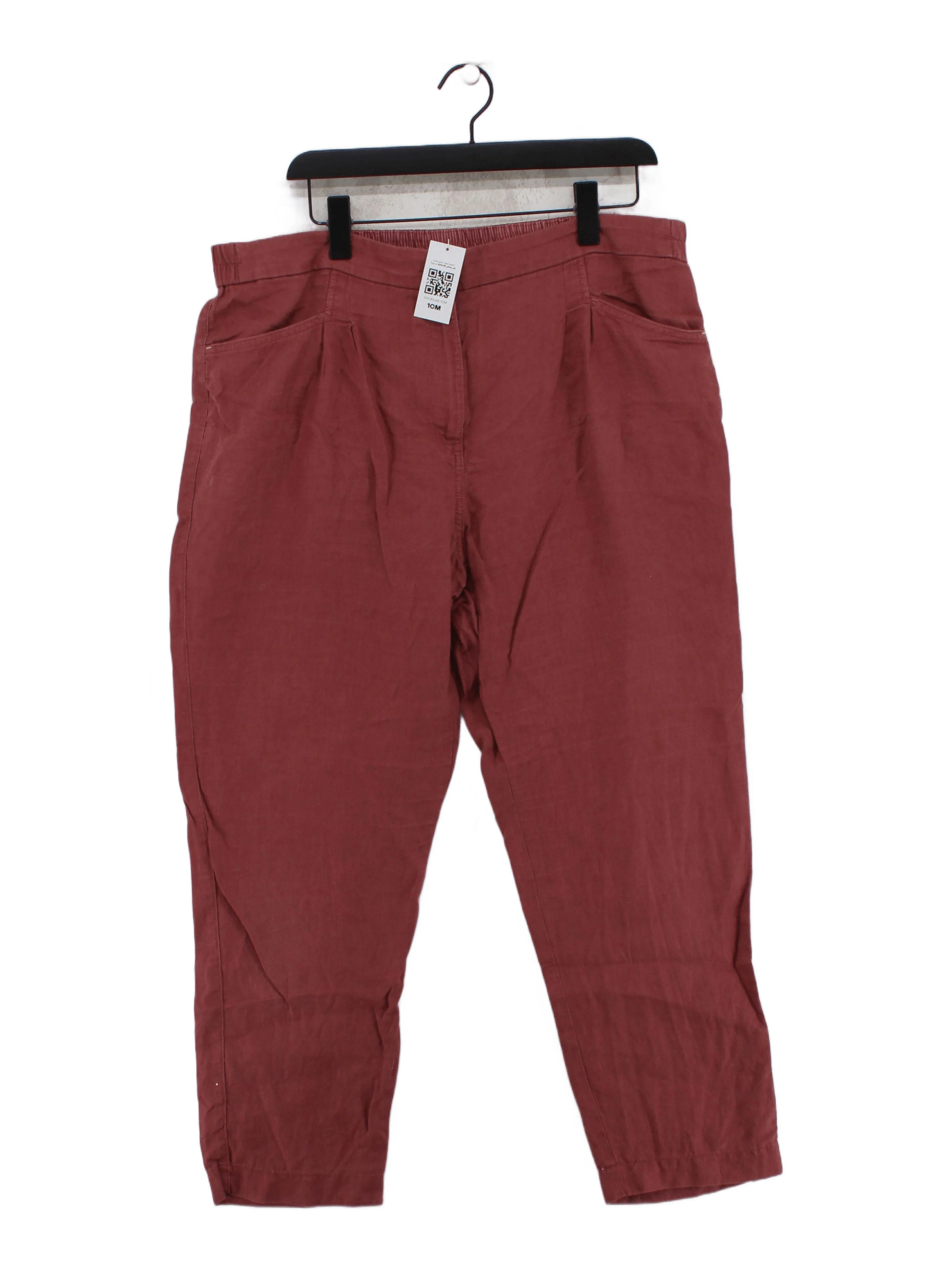 White Stuff Women's Trousers UK 18 Red 100% Linen Tapered Cropped