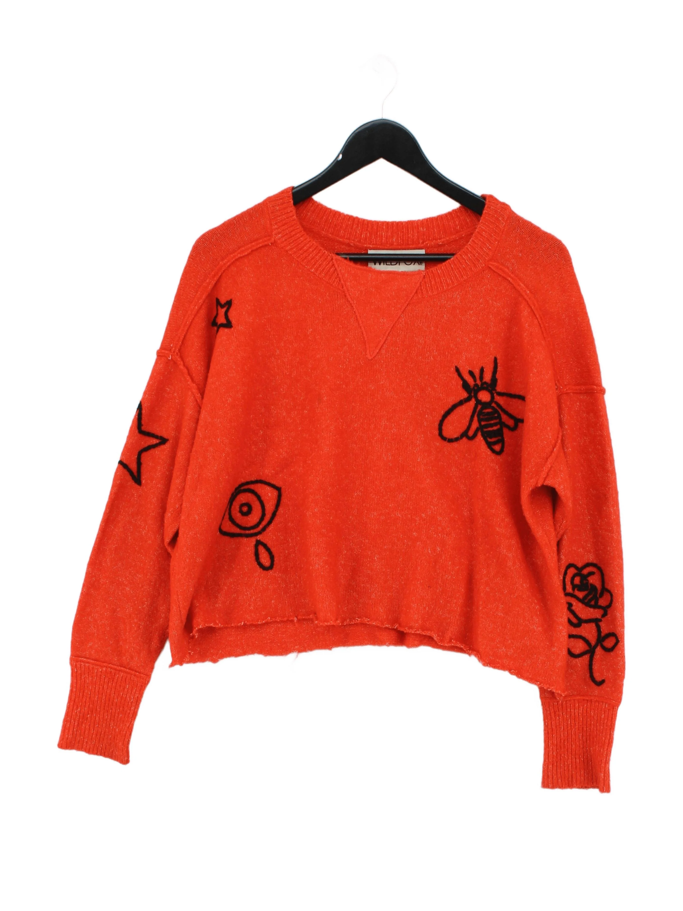 Wildfox Women's Jumper XS Orange Acrylic with Polyester, Spandex Pullover