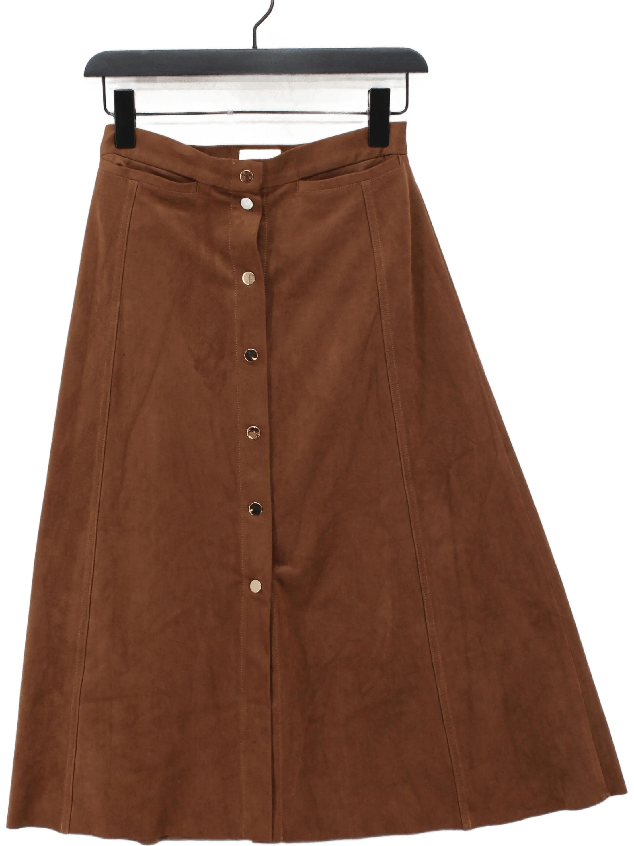 Wilfred Women's Midi Skirt UK 8 Brown Polyester with Spandex, Cotton Midi A-Line