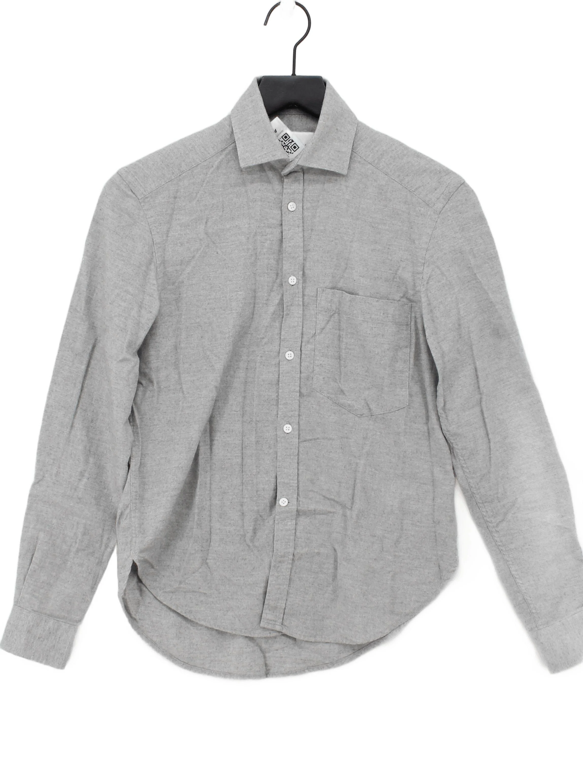 WNU Women's Shirt UK 6 Grey Cotton with Cashmere Long Sleeve Collared Basic