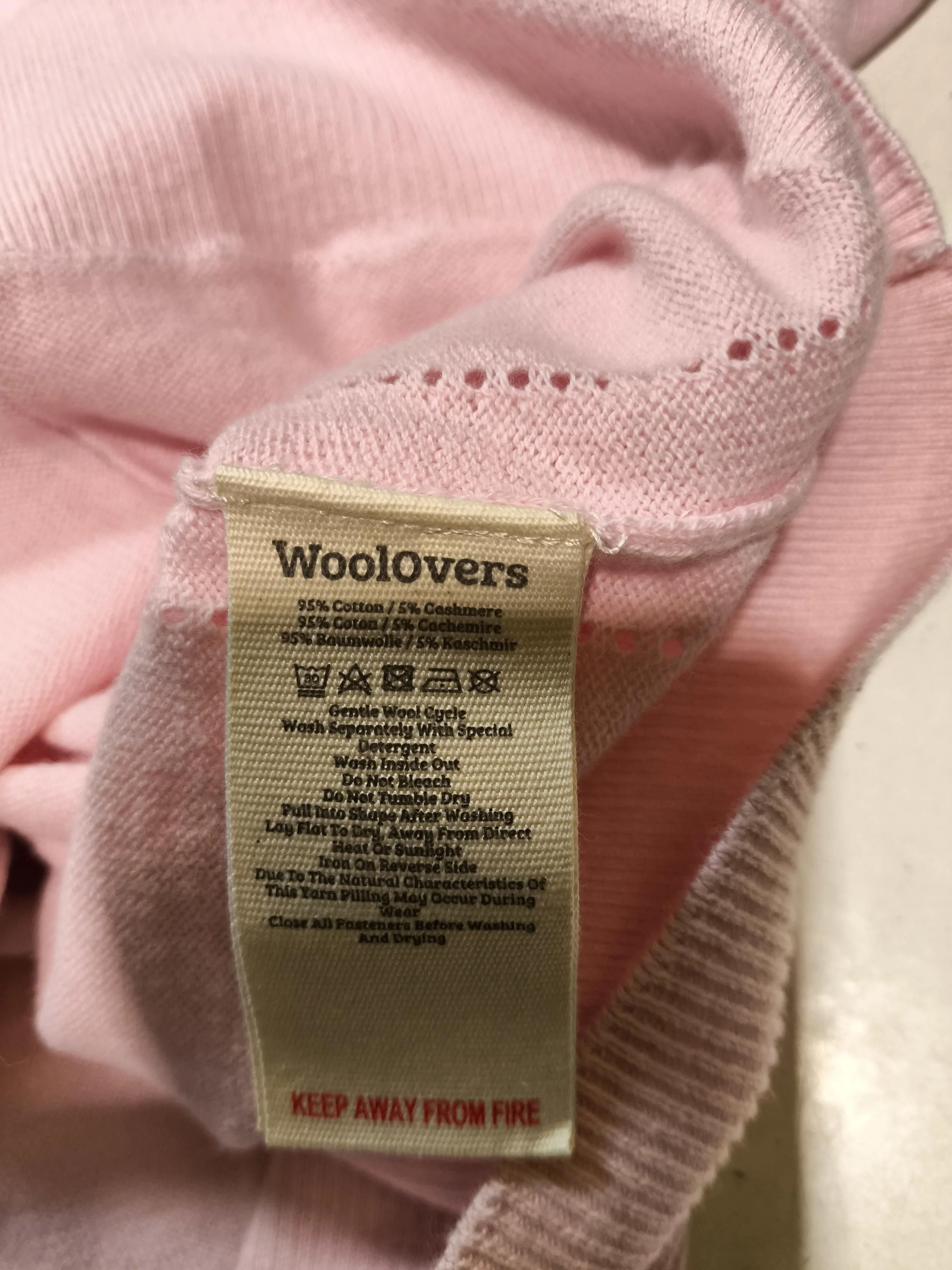 Woolovers Women's Cardigan M Pink Cotton with Cashmere V-Neck Cardigan - Image 6