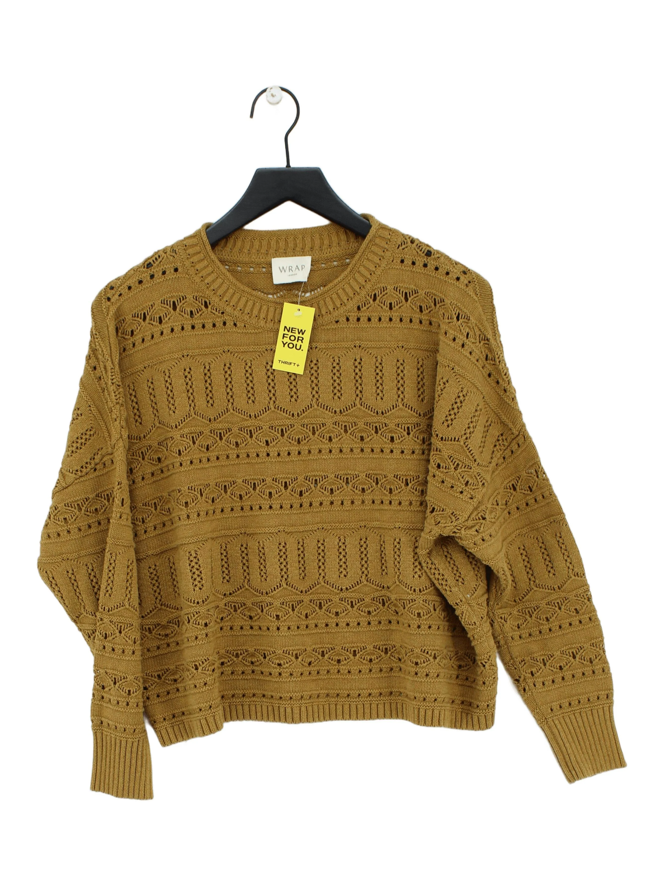 Wrap London Women's Jumper UK 14 Brown 100% Cotton Round Neck Pullover
