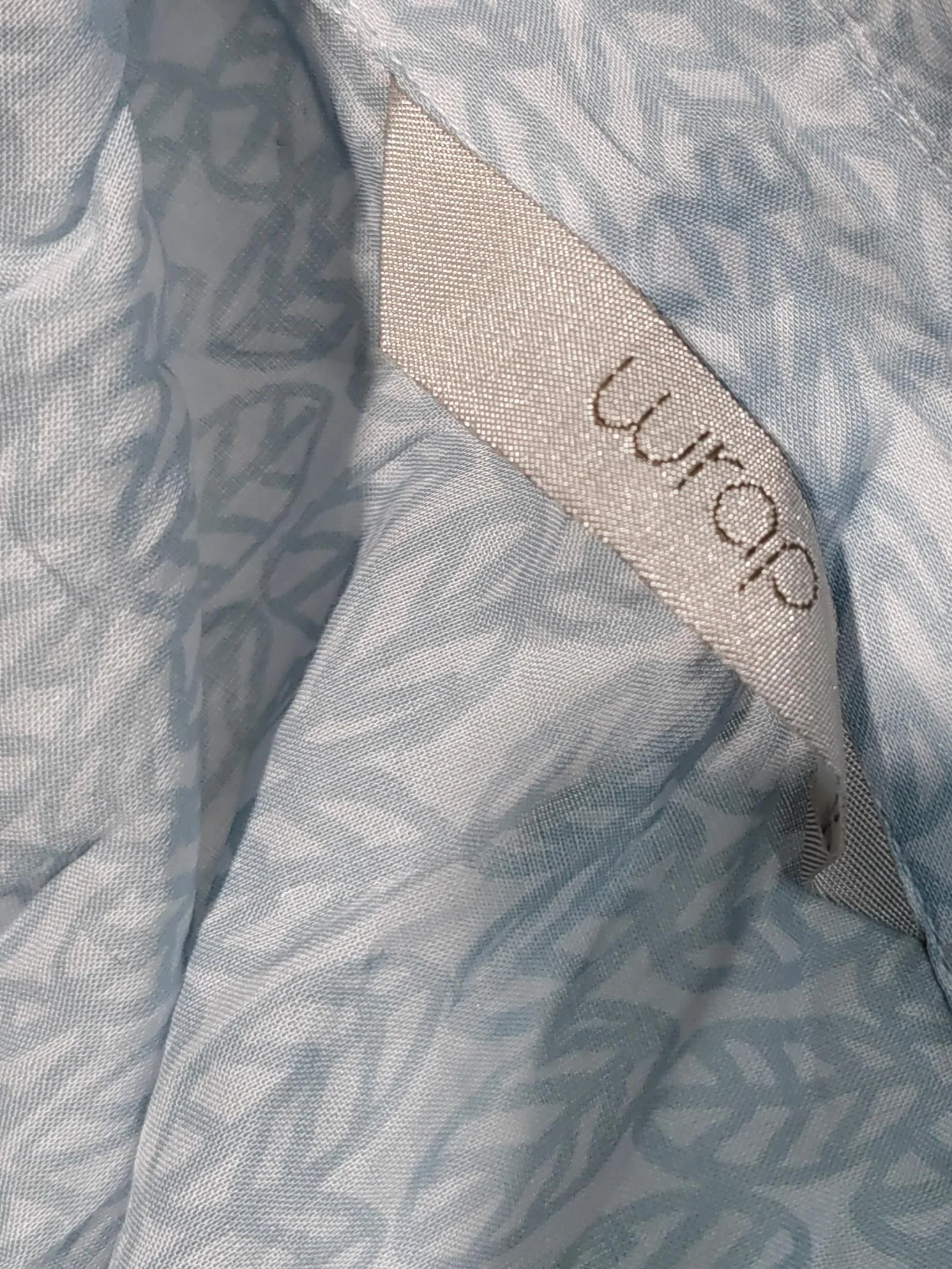 Wrap Women's Shirt UK 16 Blue Geometric 100% Cotton 3/4 Sleeve Collared Basic - Image 5