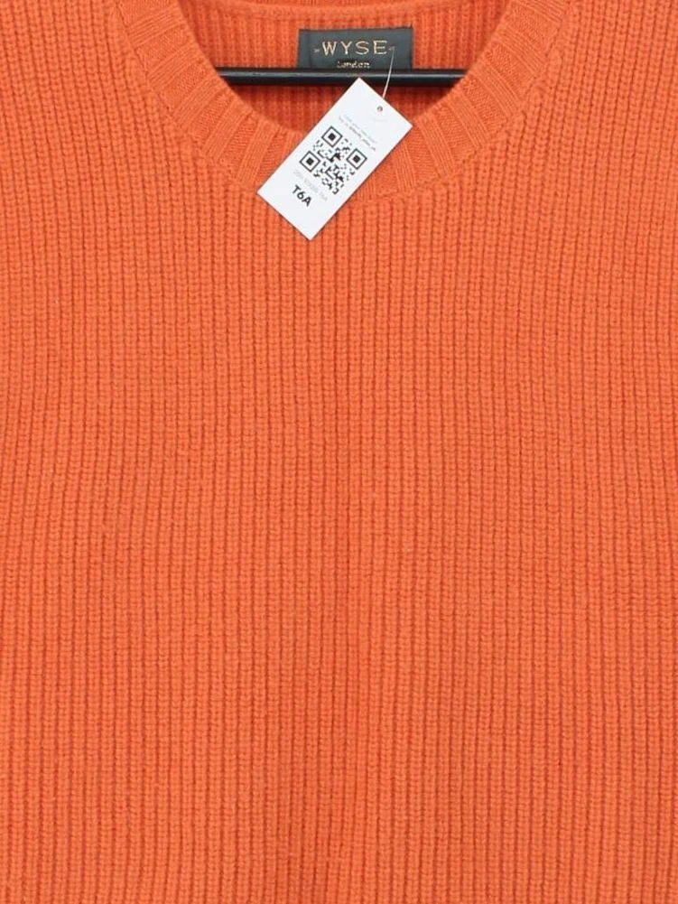 Wyse London Women's Jumper M Orange 100% Wool Round Neck Vest - Image 3
