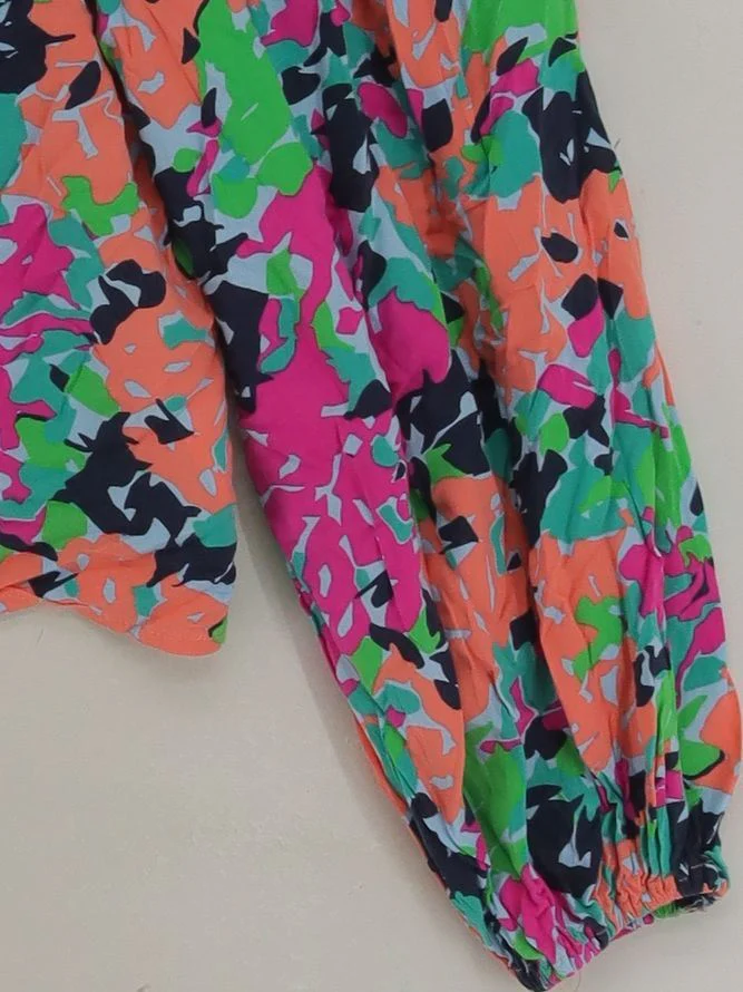 Y.A.S Women's Shirt XS Multi Floral 100% Viscose Long Sleeve Collared Basic - Image 4