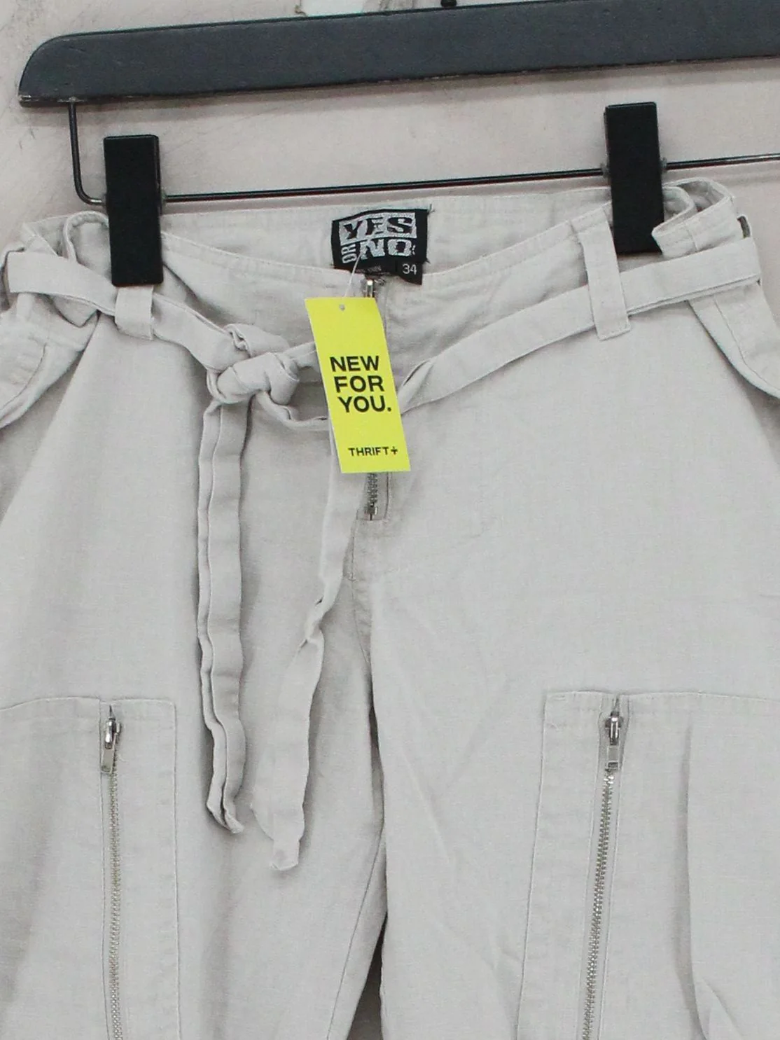 Yes Or No Women's Trousers UK 6 Cream Linen with Cotton Straight Cargo - Image 3