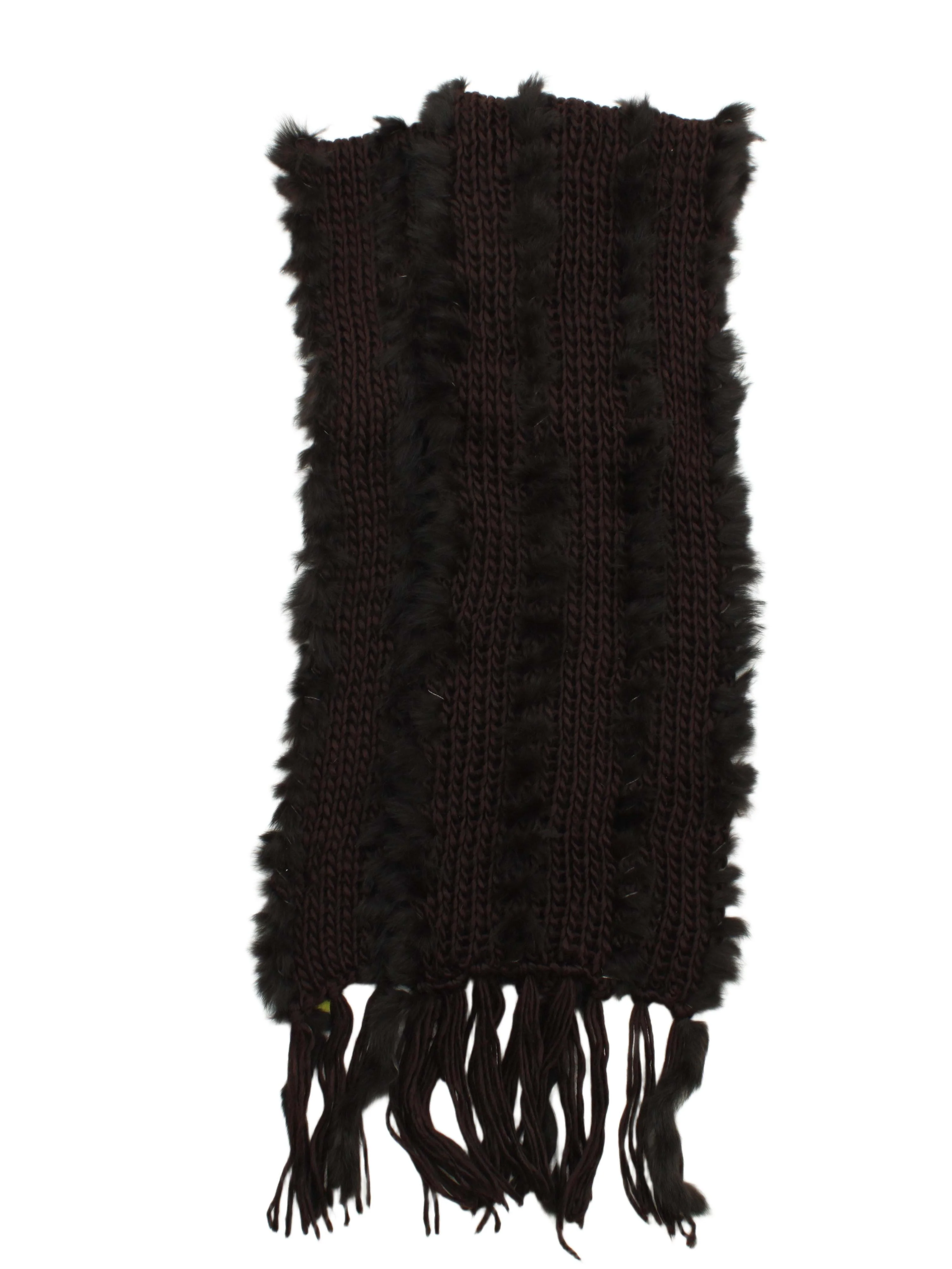 Yves Salomon Men's Scarf Brown Acrylic with Animal Fur Scarf
