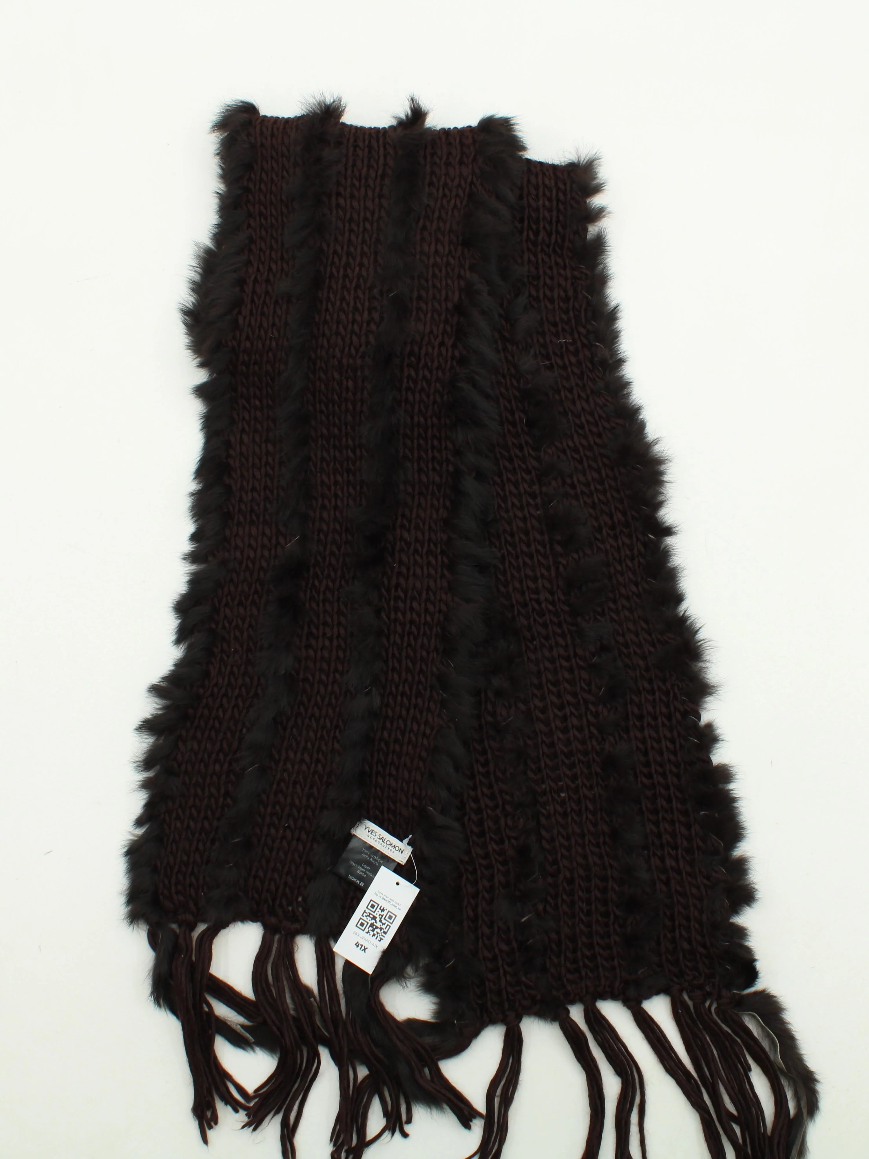 Yves Salomon Men's Scarf Brown Acrylic with Animal Fur Scarf - Image 2