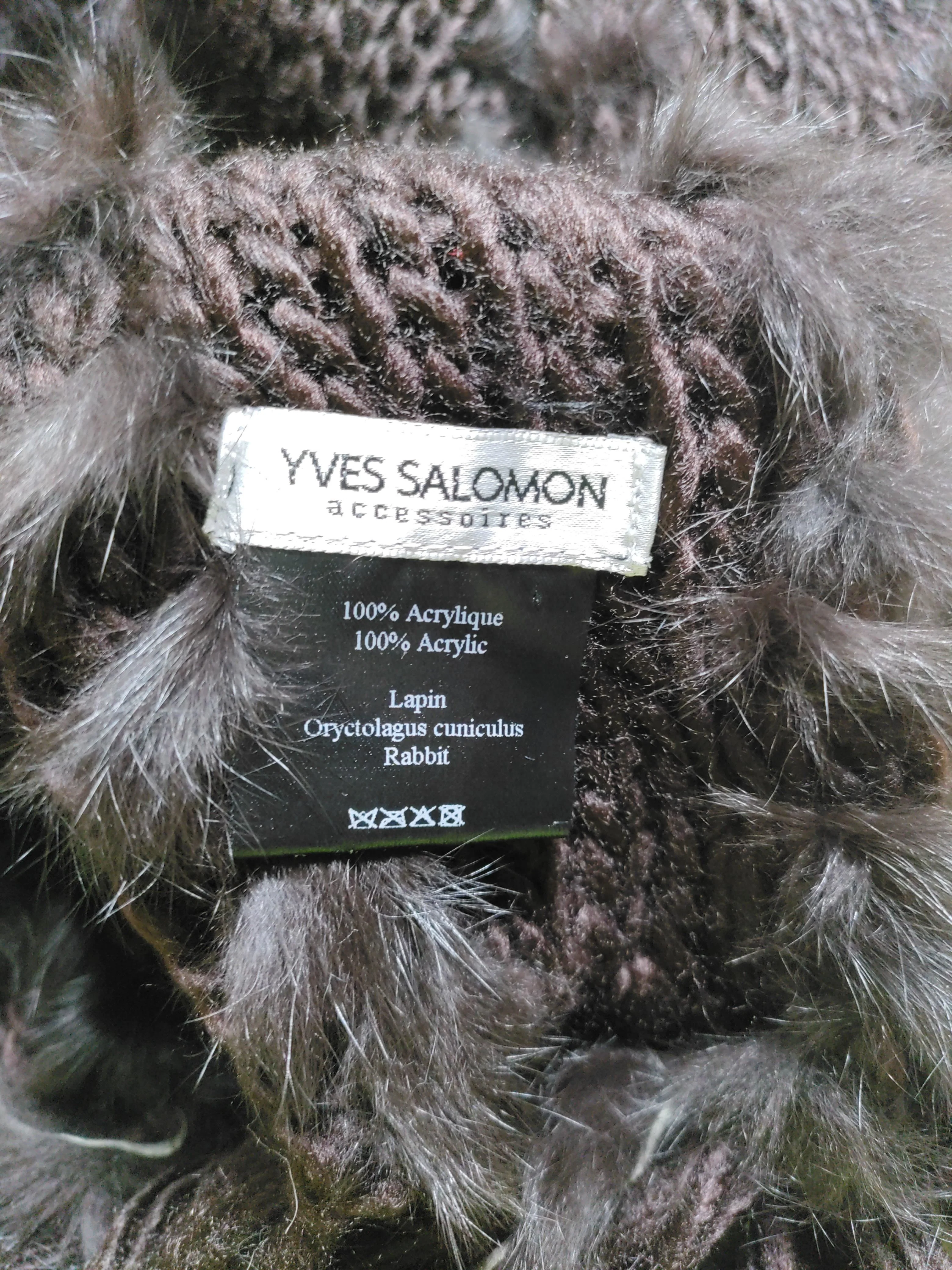 Yves Salomon Men's Scarf Brown Acrylic with Animal Fur Scarf - Image 5