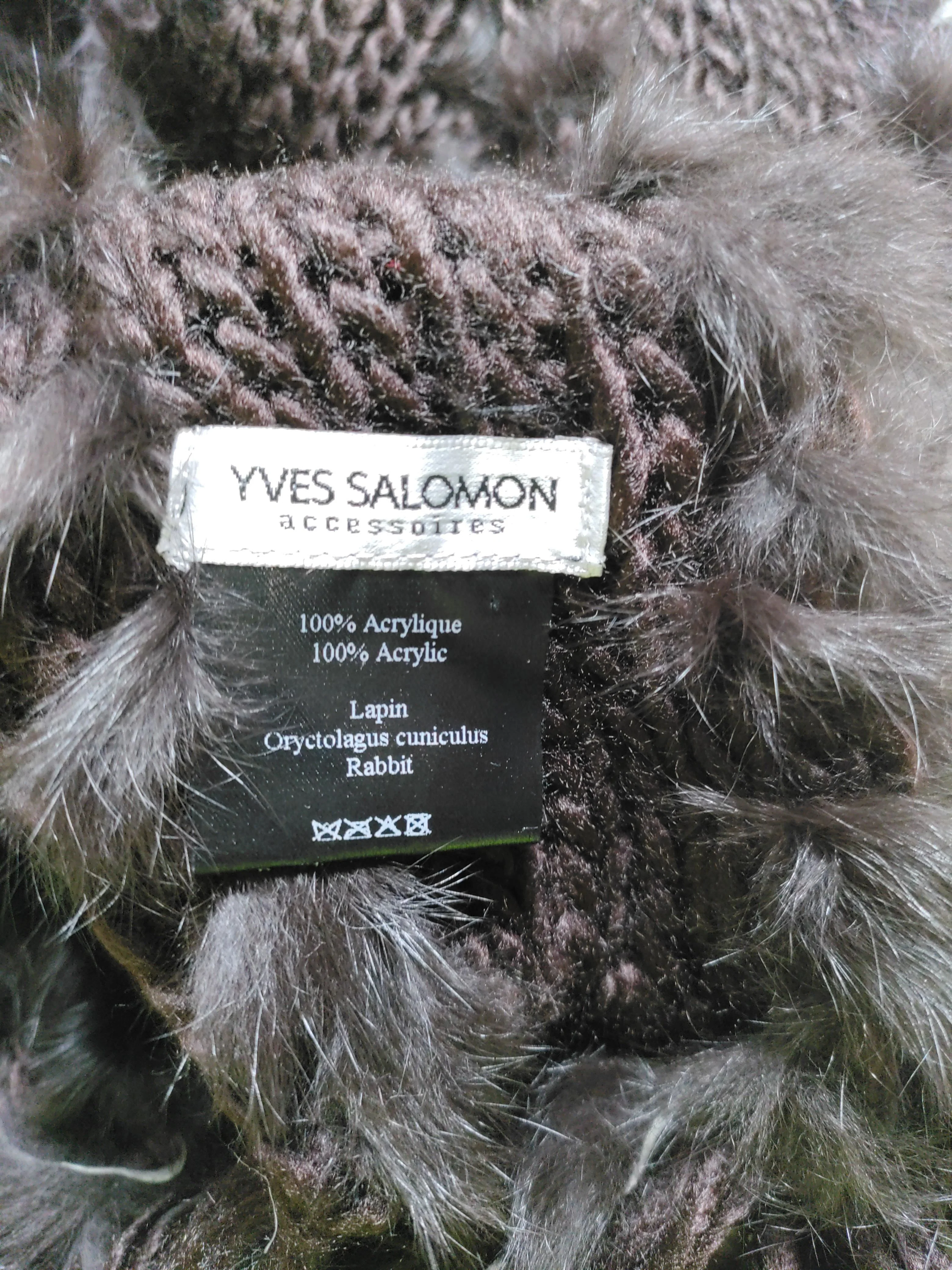 Yves Salomon Men's Scarf Brown Acrylic with Animal Fur Scarf - Image 6