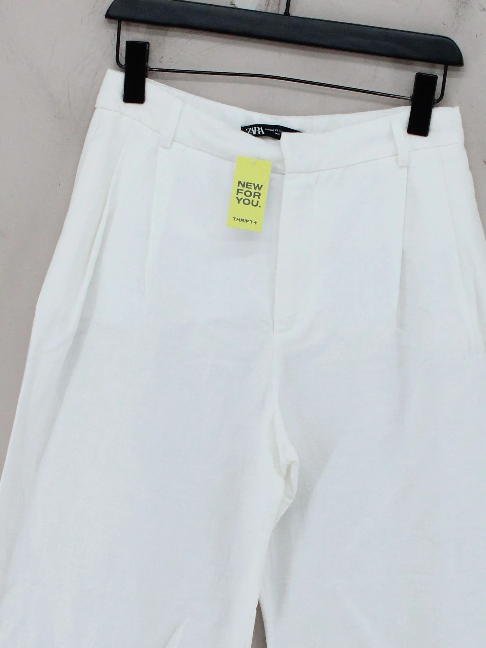 Zara Women's Trousers XS White Linen with Cotton Wide-Leg Capri - Image 3